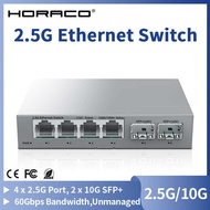 HORACO 2.5Gb 2.5GBASE-T 4 2.5G RJ45 with 2 Port 10G SFP+ Fanless Unmanaged Plug and Play Network Swi