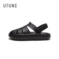 UTUNE Sandals for Men Eva Roman Shoes Breathable Outwear Flat Khaki Brown Sandals