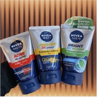 NIVEA MEN FOAM 100G ACNE OIL CLEAR / BRIGHT OIL CLEAR / ANTI-AGE โฟมล้างหน้า นีเวีย ฟอร์ เมน สำหรับผ