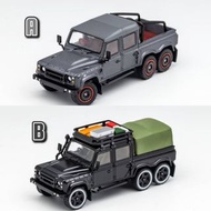 GCD 1:64 合金模型，新車型。Defender 110，Kahn改装版6x6皮卡Pick up。首批2色右駄发售中，灰色標版(283) / 黑色配件版(285)。首輪生產各999台，配件版含10