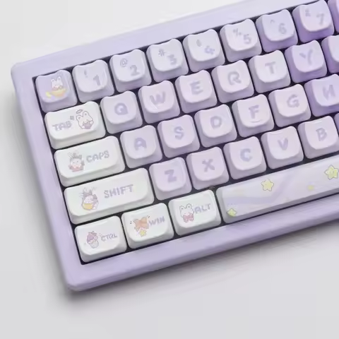 140 Keys/set MAO PBT Keycaps Purple Rabbit Dye Sub Keycap MAC Keys For Mx Switch Mechanical Keyboard