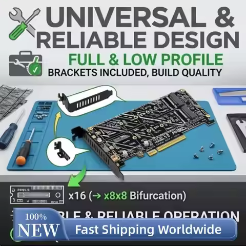 PCIe 5.0 X8 to Dual Port M.2 NVMe SSD Adapter Card PH4225 Support X4X4 Bifurcation Raid Expansion Bo