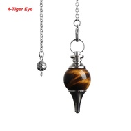 FEECE Chain Amethyst Black Onyx Gemstone Rock Circular Cone Amulet Reiki Pendulum Pendant หินธรรมชาต