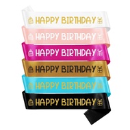 Artistic Font Happy Birthday Satin Sash Birthday Party Accessories Decoration Party Favors