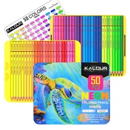 KALOUR 50 Colors Fluorescent Color Lead Student Beginner Fluorescent Color Art Painting Pencil Set