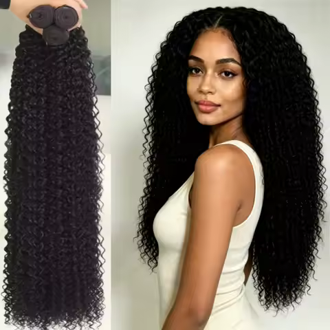 8-30 Inch Kinky Curly Bundles Human Hair 1/3/4 Bundles Human Hair 1B Color Brazilian hairVirgin Weav