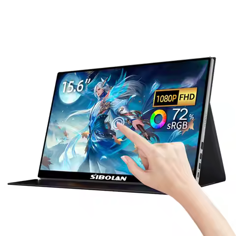 Sibolan 15.6 inch Portable Monitor 1080p Touch Screen 1920x1080 72% sRGB Multi-Touch USB-C HDMI Trav