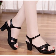 HShop Lightweight PU Women's Sandals with 2 cross straps, 3 inch, 5 cm, 7 cm, 8 cm, all sizes, large