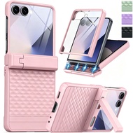 for Samsung Z Flip 7 Case [Hinge Protection＆Kickstand][Built-in Glass Screen Protector] Full-Body Mi