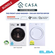 [Climate Voucher] ELBA 7kg Front Load Washing Machine + 7kg Air Vented Dryer | Made In Europe | EWF 