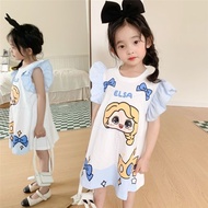 1-10Years Old Dress Snow White Frozen Elsa for Girls Casual Cute with Lovely Print Kids Girl Short Sleeves Cartoon Dresses