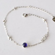 正品藍寶石手鍊，925銀框架，鍍白金
