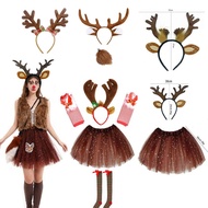 Cute 6pcs/Set Deer Costume Adult Tutu Skirt with Reindeer Ears Headband Halloween Christmas Fancy Dr