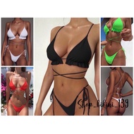 Bikini 2-piece swimsuit, ruffle top, thong - SeaMee Bikini