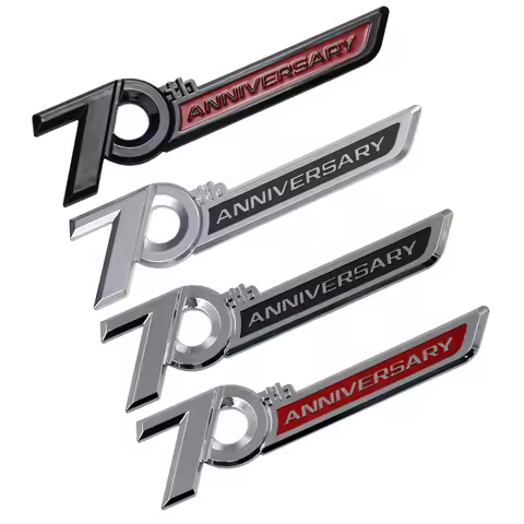 3d ABS Chrome Black Logo 70th Anniversary Emblem Car Fender Sticker 70th Anniversary Badge Sticker A