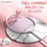 ALPSPORT DF 8U G6 Max 30LBS Strung 100% Full Carbon Fiber T1100 Pink Badminton Racket Single Strung 