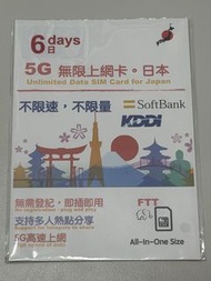 日本6日無限上網卡 5G SoftBank/KDDI
