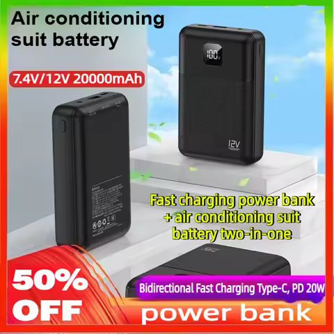 7.4V 12V 20000mAh Air Conditioned Clothing Battery Bidirectional Fast Charging Type-C PD20W for Fans