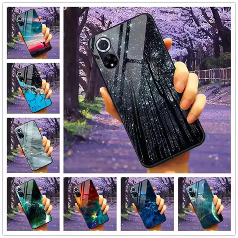For Honor 50 Pro Case Tempered Glass Starry Marble Hard Back Cover for Huawei Honor 50 Phone Cases H