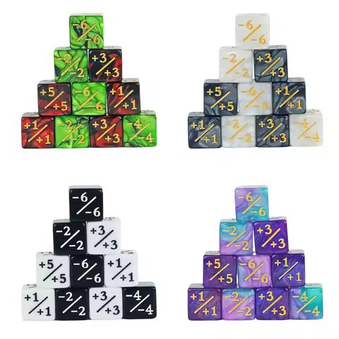 10pcs D6 Counters 16mm Six Sided Dice +1/+1, -1/-1 for Math Teaching Card Games and Other Board Game