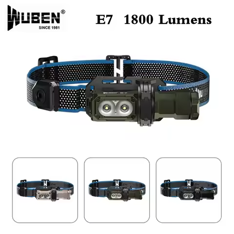 WUBEN E7 Headlamp 1800Lumens EDC Rechargeable Waterproof Magnetic Flashlight With 26650 Battery Outd