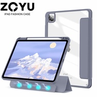 ZOYU เคสไอแพดแม่เหล็กถอดได้ พร้อมเคสดินสอ เคสอะคริลิค Acrylic For iPad mini 6 iPad 2022 Pro 11 Air 5 Air 4 iPad 10th gen Pro 11 2020 iPad 7th 8th 9th 2021 iPad 5 6 gen Air 3 Pro 10.5 Pro11 2018 เคสแยกแม่เหล็ก Smart Case เคสกันกระแทกฝาครอบแท็บเล็ตป้องกัน