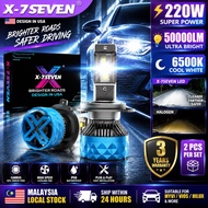 [READY STOCK] X-7SEVEN Car LED Headlight 220W 50000LM Super Terang Lampu Kereta MY H4 H7 H11 HB3 COD