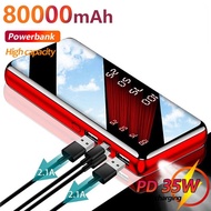 80000Mah Portable Mirror Power Bank External Battery LCD Digital Display Fast Charger With LED Light For