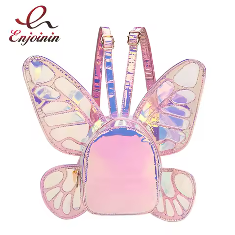 Fashion Women's Laser Mini Backpack Butterfly Angel Wings Daypack for Girls Travel Casual Daypack Sc