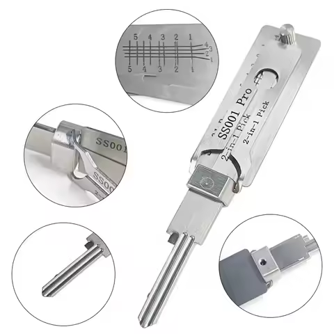 Lishi style 2 in 1 2in1 SS001 SS002 PRO Tools for S-Groove Door Lock,Pro 2 in 1 Decoder and Pick Too