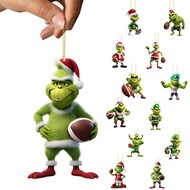 Creative Xmas Grinch Flat Hanging Ornament Christmas Tree Pendants Craft Decor
