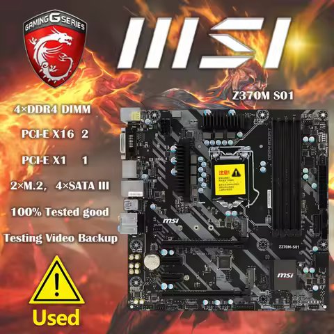 MSI Z370M S01 LGA 1151 With Intel Z370 Desktop Motherboard DDR4 64GB 2xPCI-E 3.0 x16 M.2 Core i7 Cpu