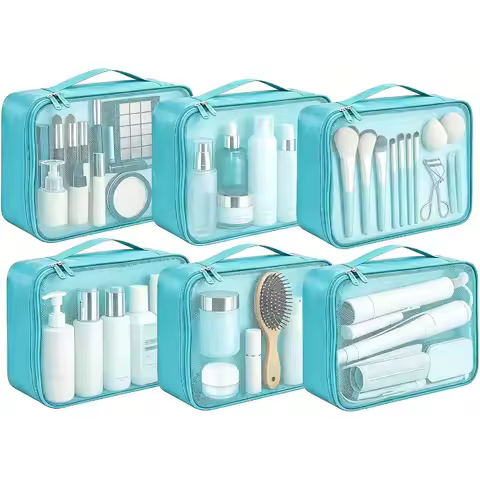 4/6Pcs Foldable Packing Cubes Luggage Packing Organizers for Travel Lightweight,See Through Breathab