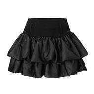 การออกแบบดั้งเดิมสีดำแม่มดบับเบิ้ลดาร์ก Y2K ร็อค เรียบหรู พังค์บัลเล่ต์เค้กบัดพัฟฟี่ กระโปรง ผู้หญิง