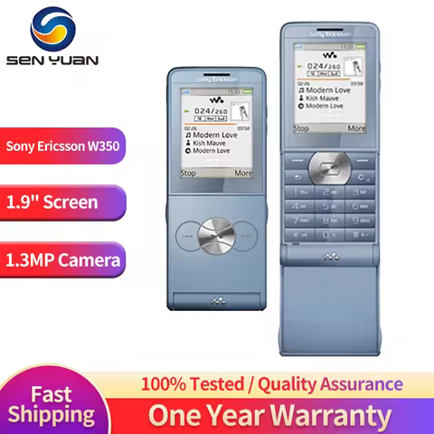 Original Sony Ericsson W350 2G GSM Mobile Phone 1.9'' TFT Display 1.3MP Camera FM Radio Bluetooth Fl