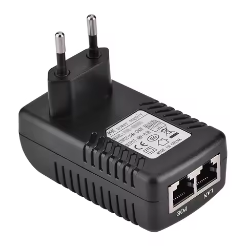 POE Injector 48V 0.5A Power Supply Over Ethernet Adapter for 802.3af CCTV Security Camera