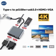 4 IN 1 HUB USB C To HDMI 4K VGA Adapter USB 3.0 Type C USB-C to VGA HDMI Video Adapter Converter USB