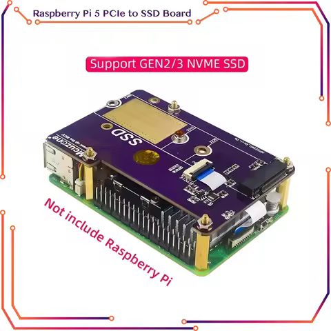 Raspberry Pi 5 PCIe to M.2 NVMe SSD Supports Gen2/3 Fit Size 2230 2242 2280 PCIE SSD Expansion Board