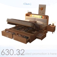 Wood Solid Bed Thickened Sturdy Modern 1.335M Drawer High Box 1.8M Double Nordic Style Master Bedroo