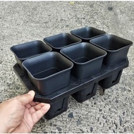 Garden pot Holder 6-hole GRID TYPE with 6pcs Square pot (10.4cm x 13cm) BUNDLE