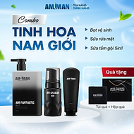 Combo Sữa tắm gội nam AM FANTASTIC 5in1 365ml & Gel rửa mặt AM AGERASIA 100ml & Bọt vệ sinh nam AM C