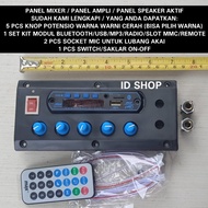 Panel Speaker Aktif Kit Modul USB Bluetooth Mp3 Knob Warna Soket MIC