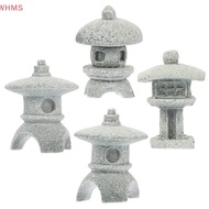 (WHMS) Retro Gazebo Chinese Lanterns Pagoda Model Decoration Stone Miniature Statue Sandstone Home A