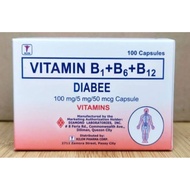 VITAMIN B COMPLEX DIABEE VITAMIN B1+B6 +B12 100mg/5mg/50mcg 100s AUTHENTIC FDA APPROVED
