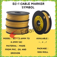 EC-1 CABLE MARKER / WIRE MARKER SYMBOL - , + , /  (2.6MM TO 4.2MM SQ) - 1000PCS/BOX