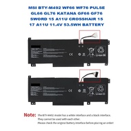 MSI BTY-M492 WF66 WF76 PULSE GL66 GL76 KATANA GF66 GF76 SWORD 15 A11U CROSSHAIR 15 17 A11U 11.4V 53.