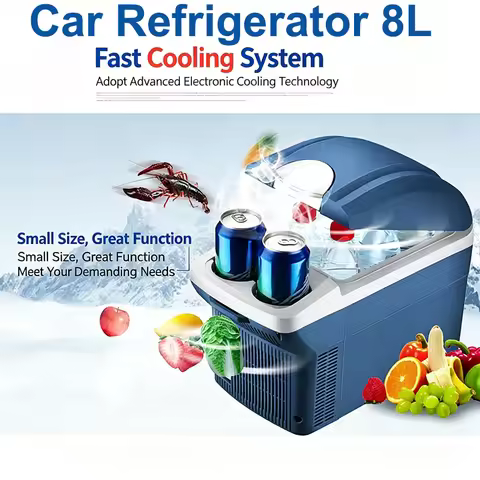 8L Car Refrigerator Mini Fridge Vehicle Dormitory Truck Cold and Hot Dual Use Insulated Cooler Box 1