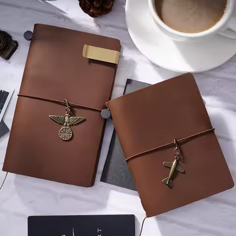 Travel Retro Leather Notebook Blank Leather Paper Diary Ledger Retro Diary Notebook Can Be Refilled 