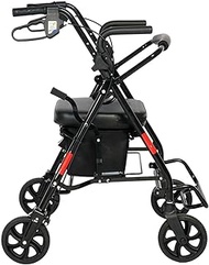 Rollator 4-Wheel Lightweight Folding Walking Frame for Elderly with Wheels Padded Seat Height Adjustable Walking Aid Shopping Mobility Aid Trolley