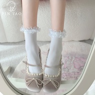 White Small Lace Lace Lace Socks Mid-Length Socks